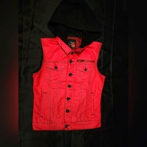 G By Guess Sleeveless Demi Dark Red Jacket  Removable Hood Men Size Medium